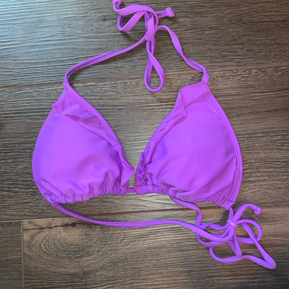 Purple Ruffled Bikini Top